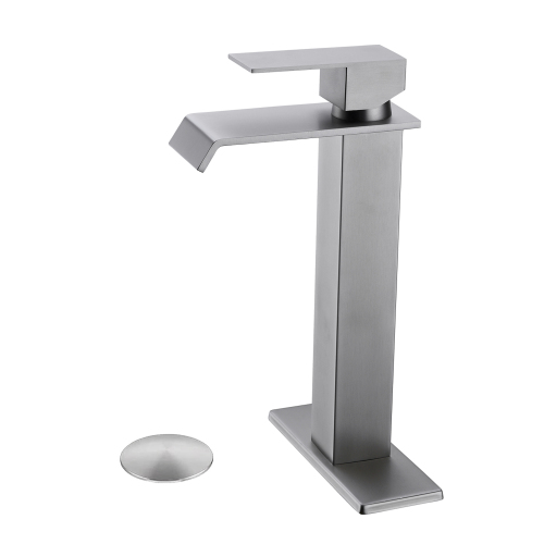 Brushed Nickel Stainless Steel Single-Handle Waterfall Sink Faucet