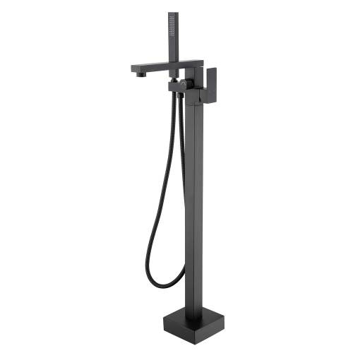 Matte Black Stainless Steel Freestanding Tub Faucet with Hand Shower