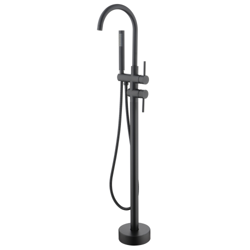 Matte Black Stainless Steel Freestanding Tub Faucet with Hand Shower - Matte Black - Stainless Steel - Matte Black - Stainless Steel