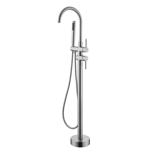 Brushed Nickel Stainless Steel Freestanding Tub Faucet with Hand Shower