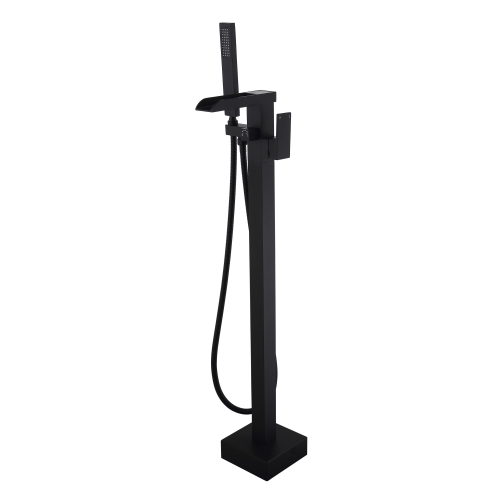 Matte Black Stainless Steel Freestanding Tub Faucet with Hand Shower - Matte Black - Stainless Steel - Matte Black - Stainless Steel
