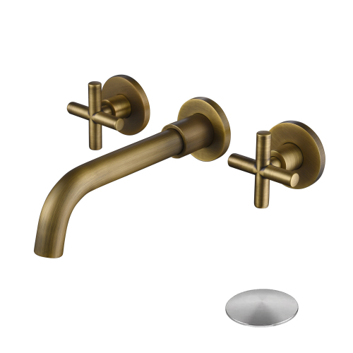 Wall-Mounted Sink Faucet, Brass/Stainless Steel, Bronze/Brushed Nickel