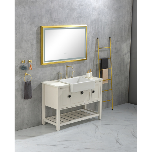 42 x 24 in. Gold Aluminium Framed Dimmable LED Bathroom Mirror