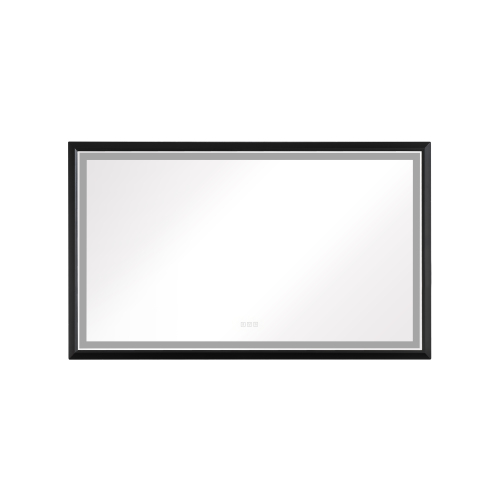 60 x 36 in. Matte Black Aluminum LED Bathroom Vanity Mirror