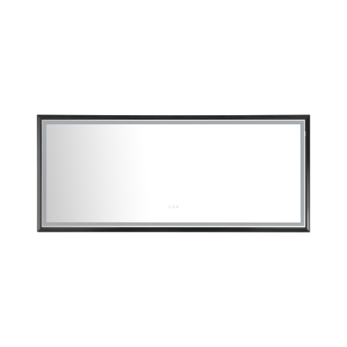 88 in. Matte Black Aluminium LED Bathroom Mirror with Anti-Fog Light