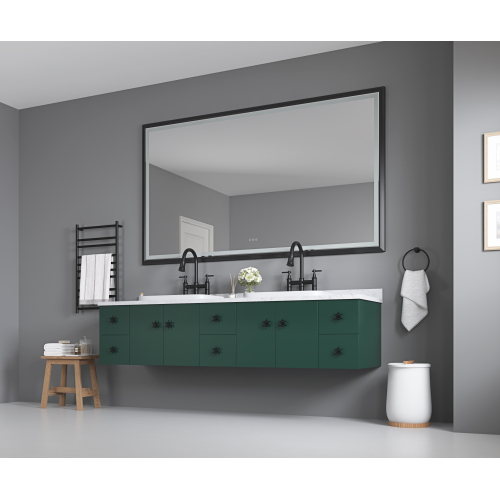 72in. x 48in. Matte Black Aluminum LED Vanity Mirror Wall Mount
