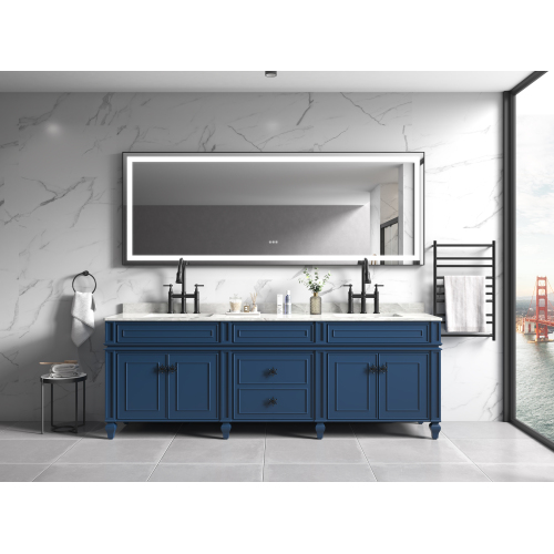 118" x 36" Matte Black LED Bathroom Mirror, Aluminum and Glass