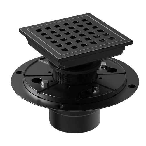 4-Inch Square Matte Black Stainless Steel Shower Floor Drain