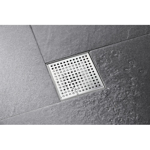 6-Inch Brushed Nickel ABS and Stainless Steel Grid Shower Drain