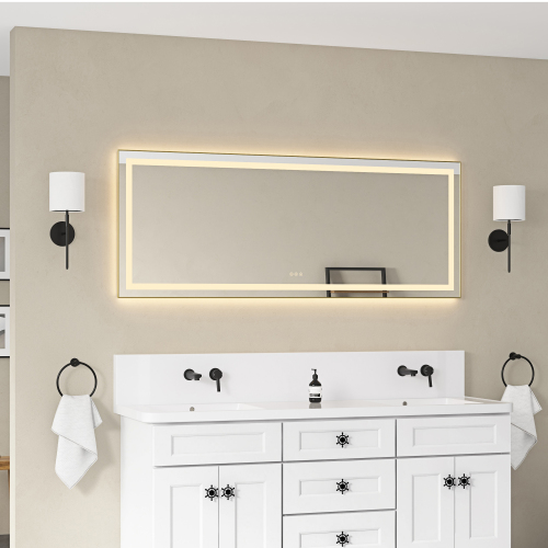 72 x 28 in. Brushed Gold Aluminum LED Bathroom Mirror