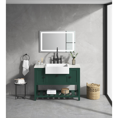 40 x 32-Inch White Aluminium LED Bathroom Mirror with Dual Lights