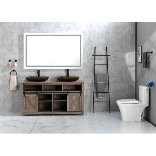 60 x 36-Inch White Aluminum LED Bathroom Mirror with Dual Lighting