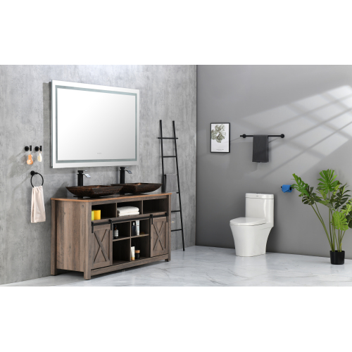 84 x 30-Inch White Aluminium LED Bathroom Mirror with Anti-Fog