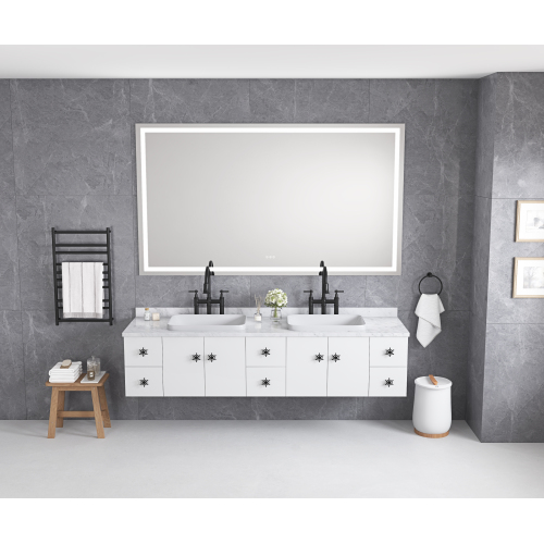 84 x 30-Inch White Aluminium Front and Backlit LED Bathroom Mirror