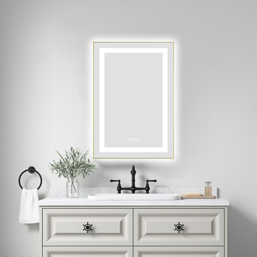 20 x 30 in. Brushed Gold Aluminum LED Bathroom Vanity Mirror