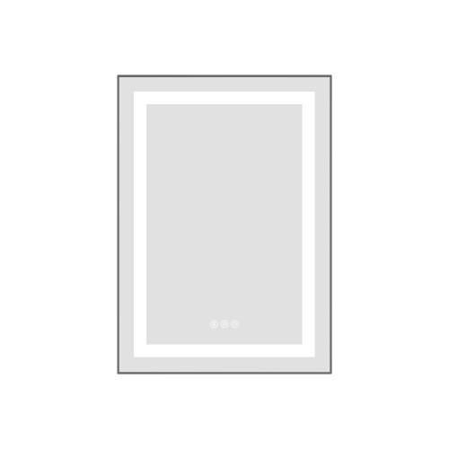 20" x 28" Gun Ash LED Bathroom Mirror with Aluminum Frame