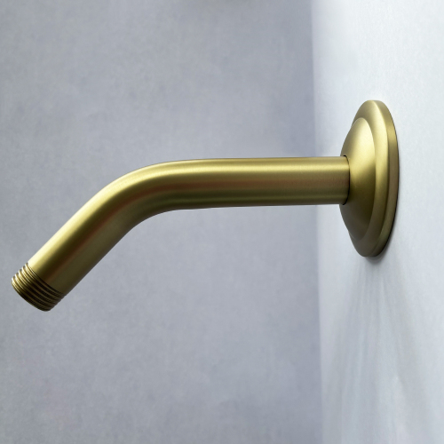 Brushed Gold Stainless Steel Shower Arm with Flange, 1/2 NPT Threads