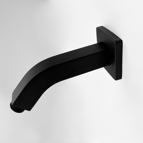 Matte Black Stainless Steel Square Shower Arm with Flange for Rain Heads