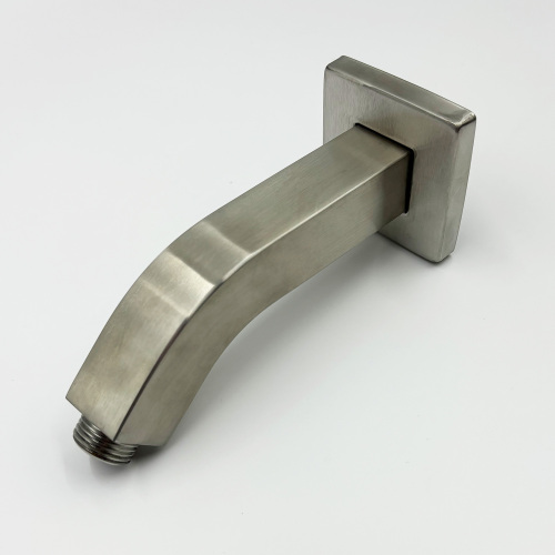 Square Shower Arm with Flange, 1/2 NPT Threads, Brushed Nickel Steel