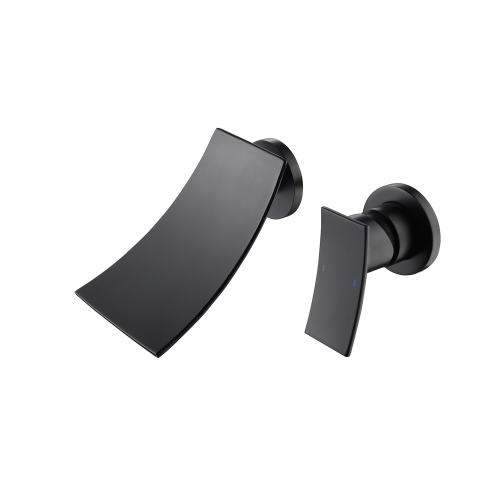 Matte Black Brass Wall-Mount Widespread Bathroom Sink Faucet
