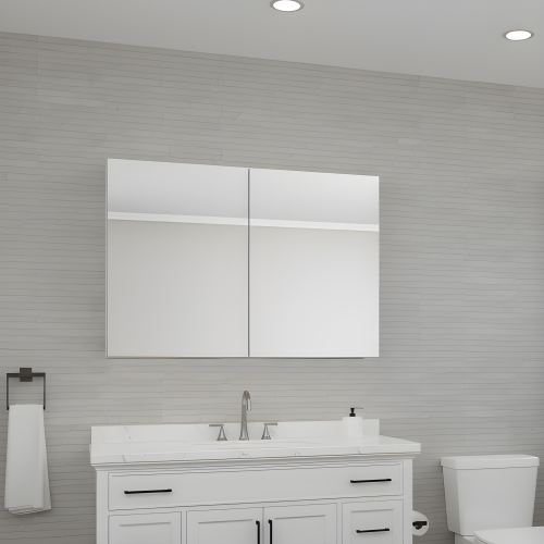 White Engineered Wood 48 x 30 in. Bathroom Mirror Medicine Cabinet