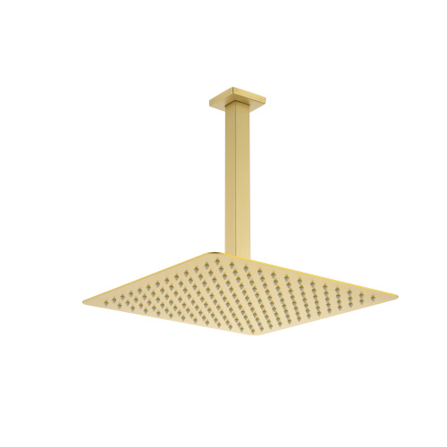 12-Inch Brushed Gold Stainless Steel High-Pressure Rain Shower Head - Brushed Gold - Stainless Steel - Brushed Gold - Stainless Steel - Not Specified