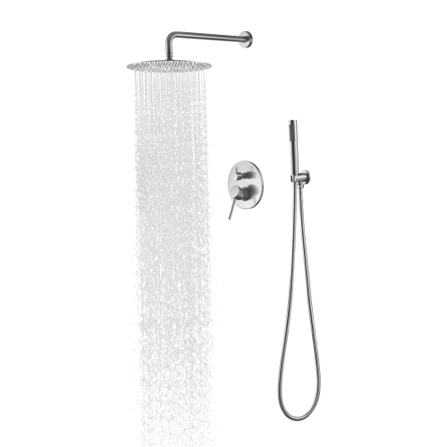 10-Inch Brushed Nickel Brass and Stainless Steel Shower System