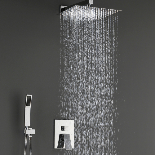Polished Chrome Stainless Steel Wall-Mounted Rain Mixer Combo Set