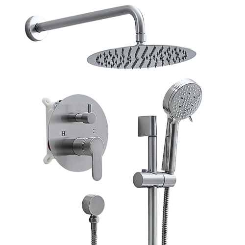 10-Inch Brushed Nickel Brass Shower System with Handheld Sprayer