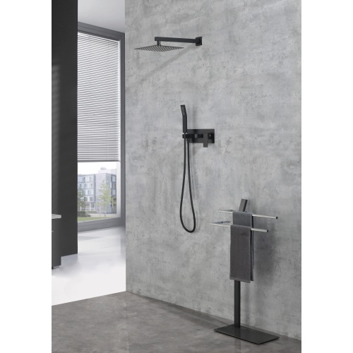 10-Inch Matt Black Brass & Stainless Steel Rainfall Shower System