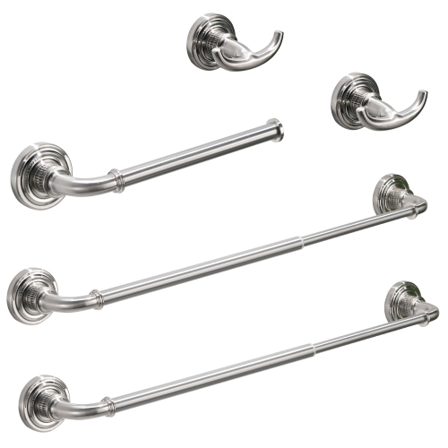 Brushed Nickel 4-Piece Bathroom Hardware Set, 24-Inch Stainless Steel
