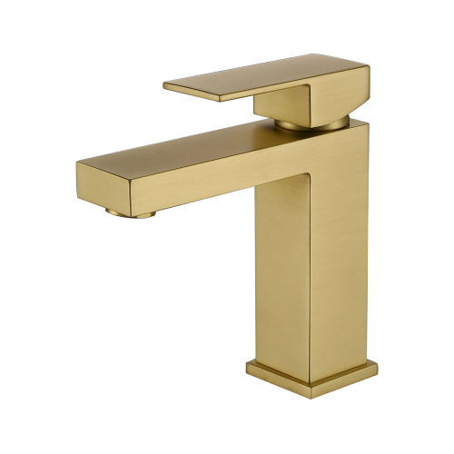 Brushed Gold Brass Bathroom Faucet with Single-Hole Joystick Handle
