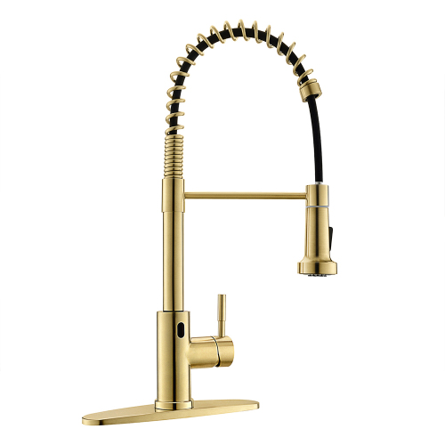 Brushed Gold Touchless Kitchen Faucet with Automatic Hands-Free Design