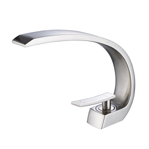 Brushed Nickel Contemporary Single-Handle Brass Bathroom Sink Faucet