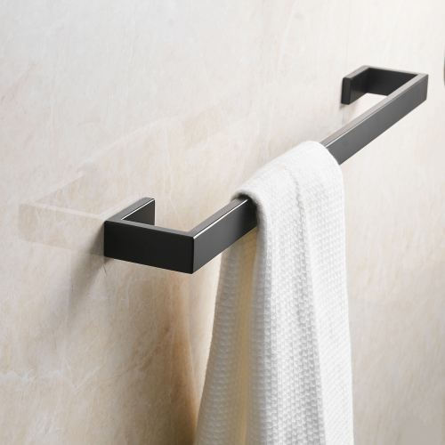 24-Inch Matte Black Stainless Steel Wall-Mounted Bathroom Towel Bar