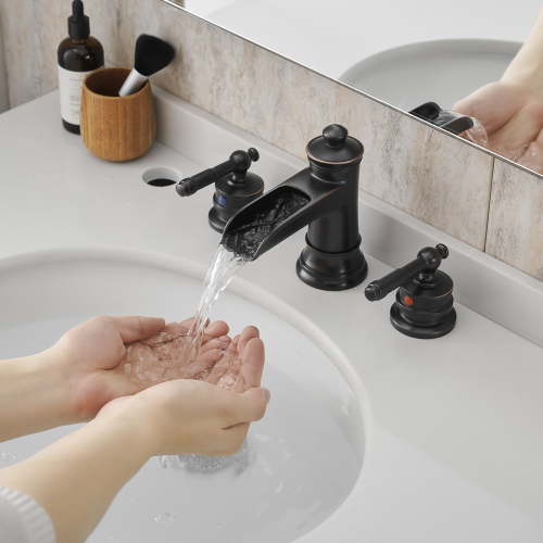 8-Inch Oil-Rubbed Bronze Brass 3-Hole Widespread Bathroom Faucet