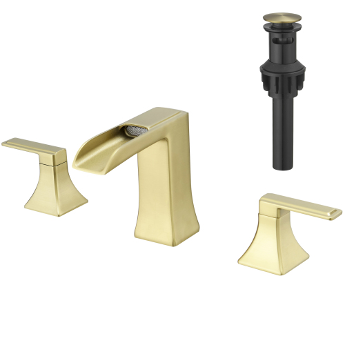 8-Inch Brushed Gold Brass Widespread Bathroom Faucet Set