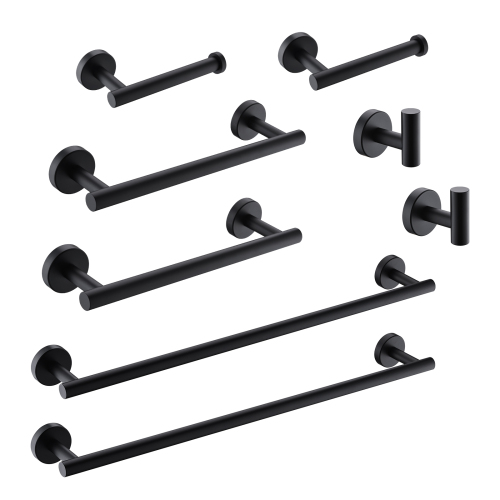 8-Piece Matte Black Stainless Steel Bathroom Accessories Set