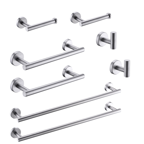 8-Piece Brushed Nickel Stainless Steel Bathroom Accessories Set