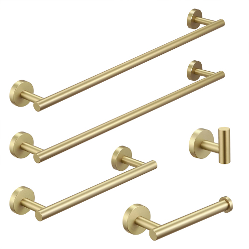 5-Piece Brushed Gold Stainless Steel Bathroom Accessory Set