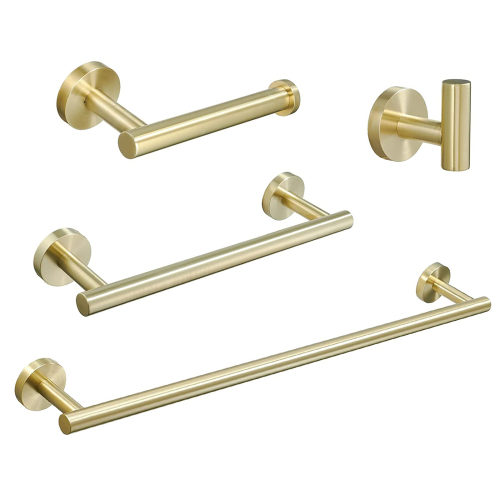 4-Piece Brushed Gold Stainless Steel Bathroom Accessories Set