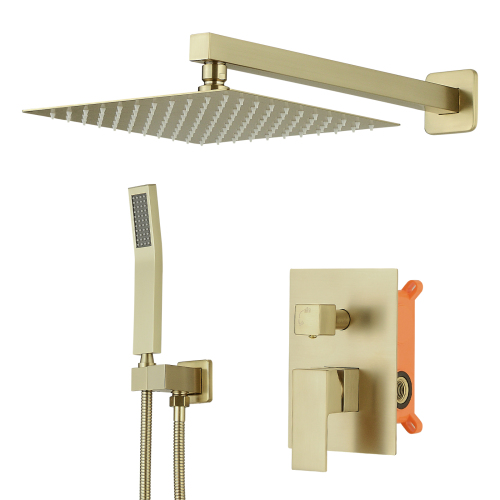 Brushed Gold 10-Inch Stainless Steel Wall-Mounted Shower System