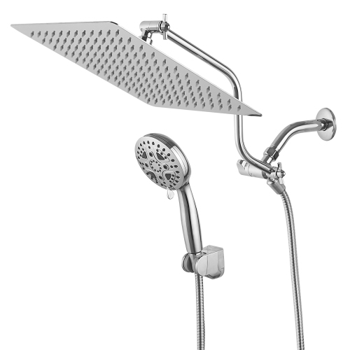 Chrome 12-Inch Stainless Steel Wall-Mounted Rain Shower System