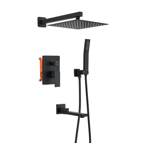 10-Inch Matte Black Stainless Steel Rain Shower System with Handheld