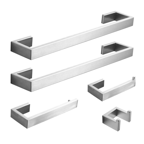 5-Piece Brushed Nickel Stainless Steel Bathroom Hardware Set