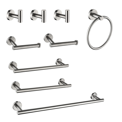 9-Piece Brushed Nickel Stainless Steel Wall-Mount Towel Rack Set