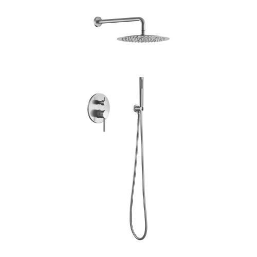 Brushed Nickel 10-Inch Stainless Steel Rain Shower System Set