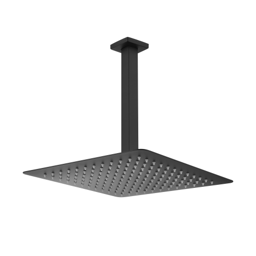 12-Inch High-Pressure Rainfall Shower Head in Matte Black Stainless Steel