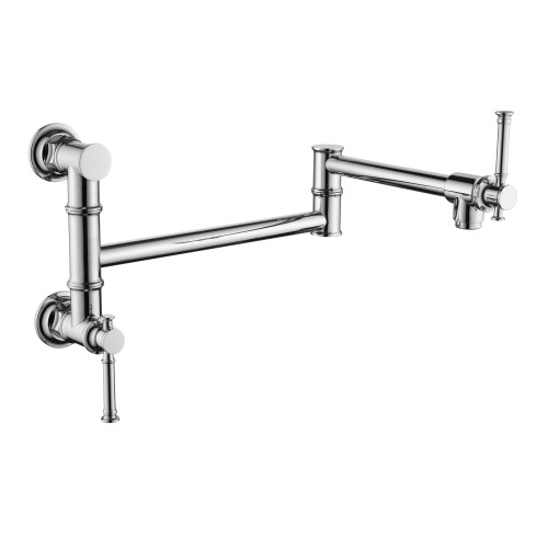 Modern Chrome Brass Wall-Mount Folding Swing Arm Pot Filler Faucet