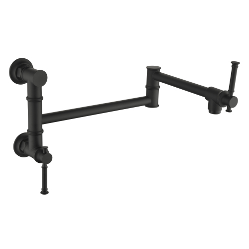 Modern Matte Black Brass Wall-Mount Folding Pot Filler Faucet
